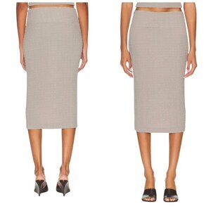 Enza Costa Puckered Pencil Skirt Greige XS Stretch Midi